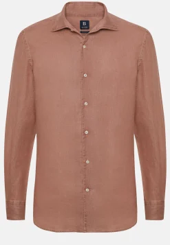 Camicia Tortora In Lino Regular Fit