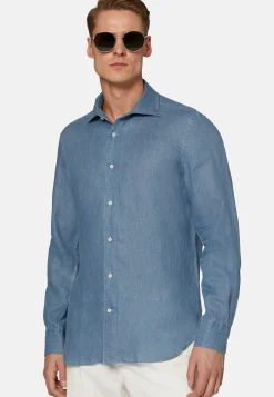Camicia Tortora In Lino Regular Fit
