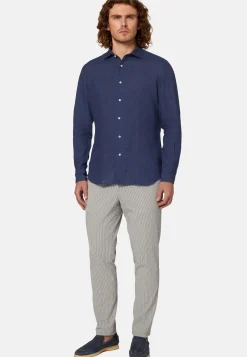 Camicia Tortora In Lino Regular Fit
