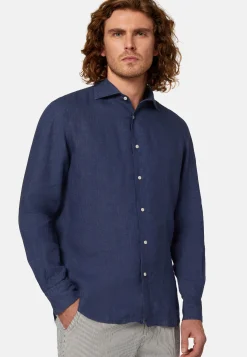 Camicia Tortora In Lino Regular Fit