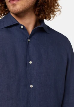 Camicia Tortora In Lino Regular Fit
