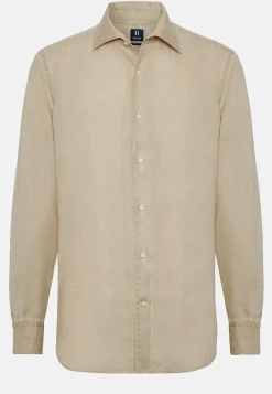 Camicia Tortora In Lino Regular Fit