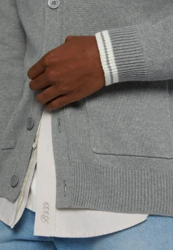 Cardigan Di Maglia Grigio In Cotone Organico