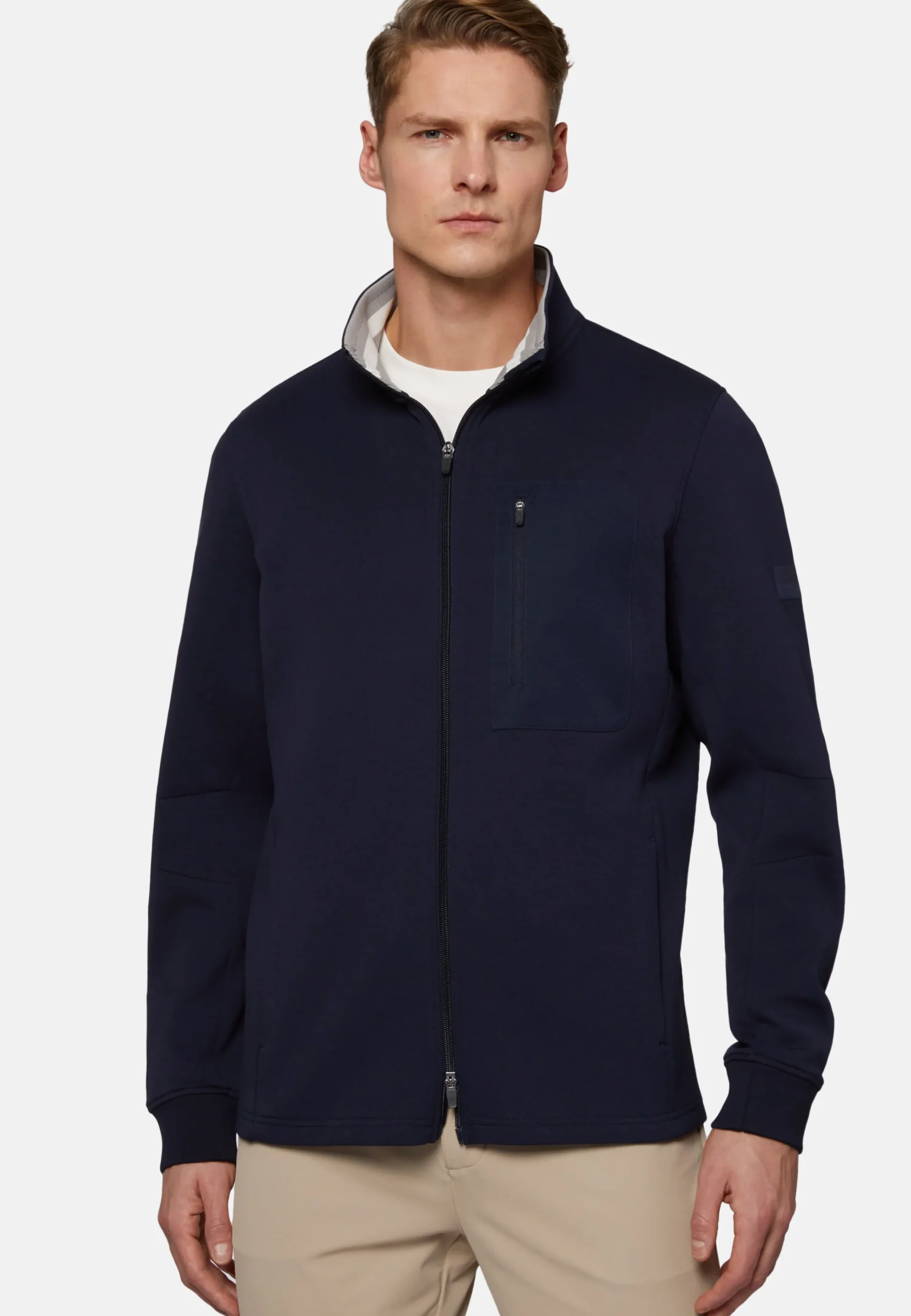 Felpa Con Full Zip In Light Scuba Riciclato