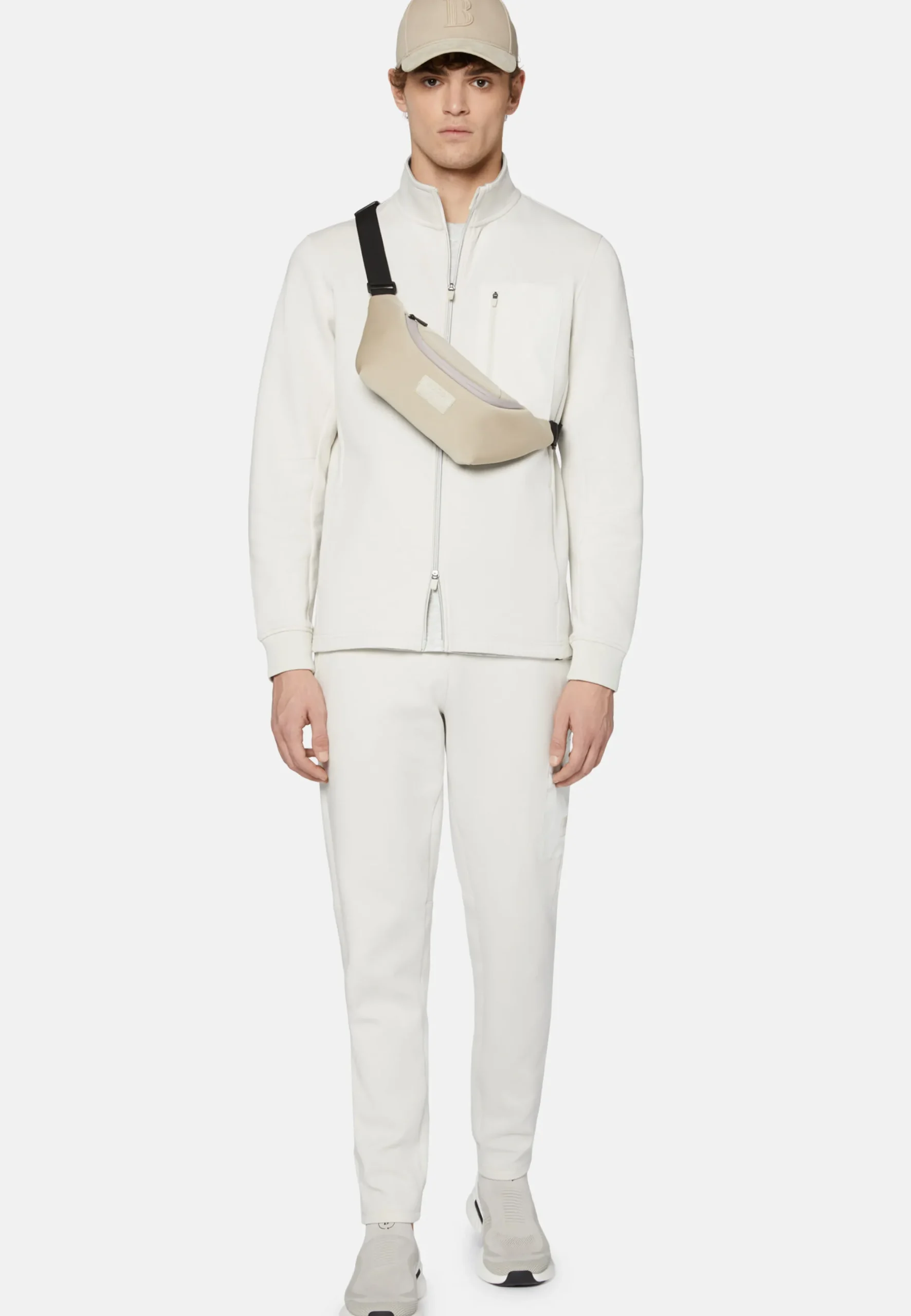 Felpa Con Full Zip In Light Scuba Riciclato