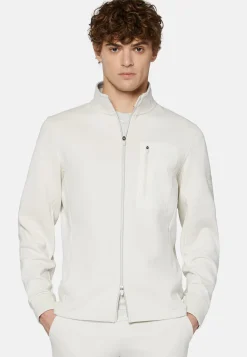 Felpa Con Full Zip In Light Scuba Riciclato