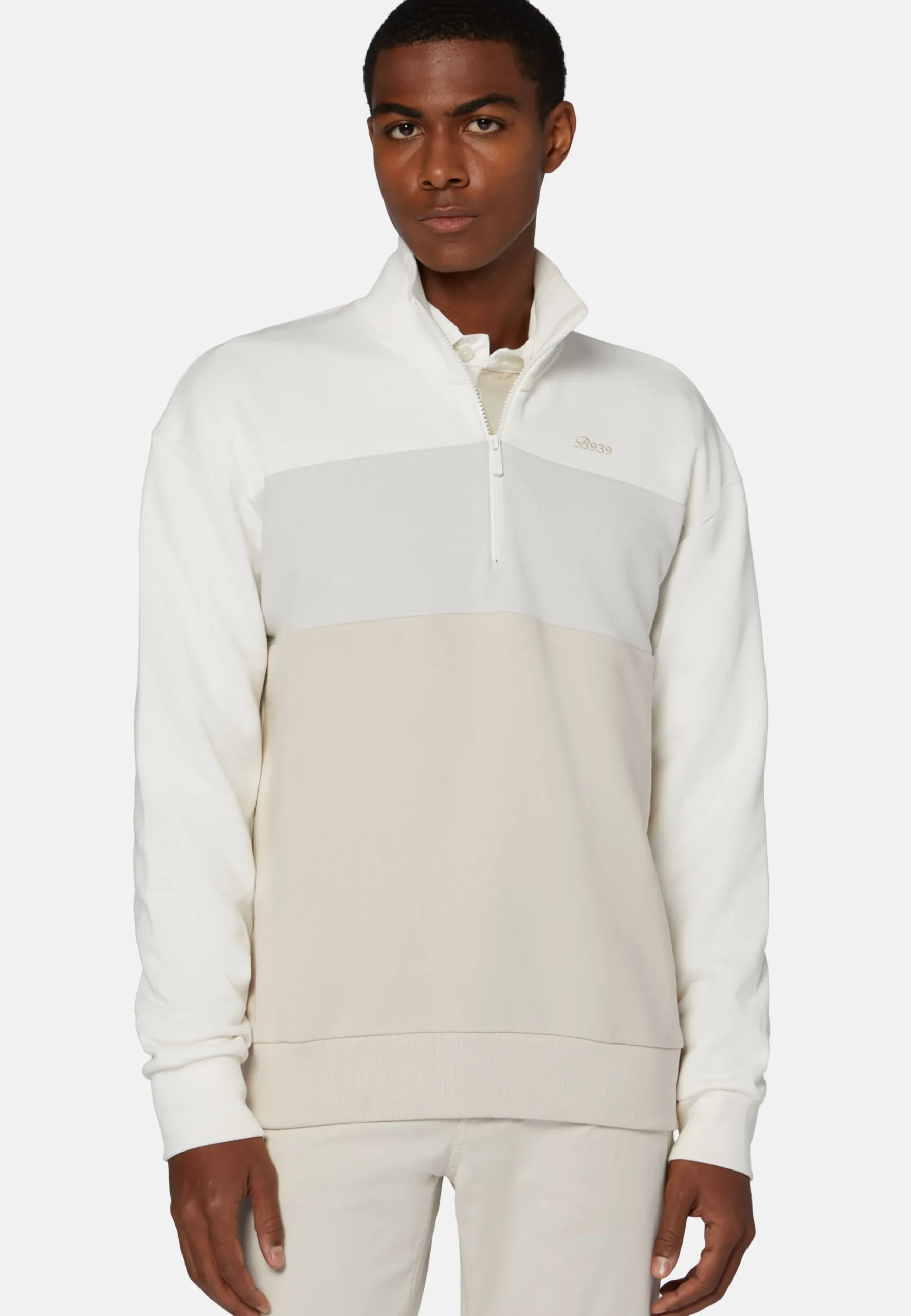 Felpa Mezza Zip In Misto Cotone Organico