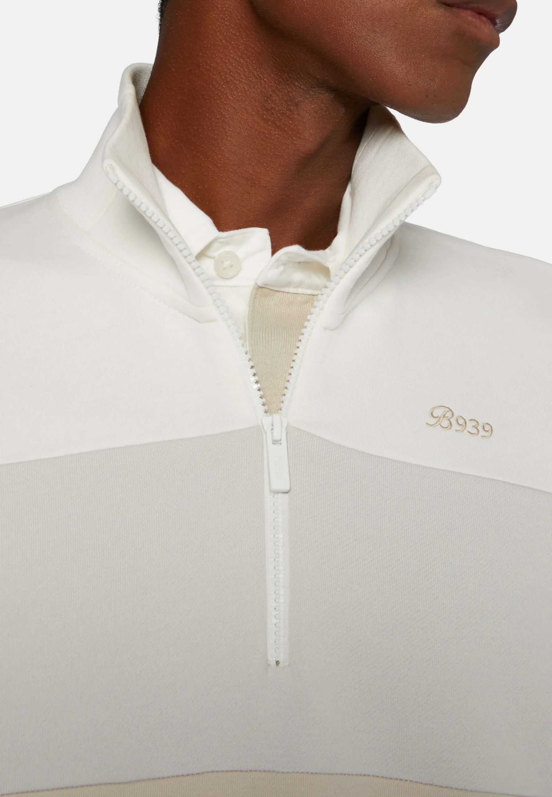 Felpa Mezza Zip In Misto Cotone Organico