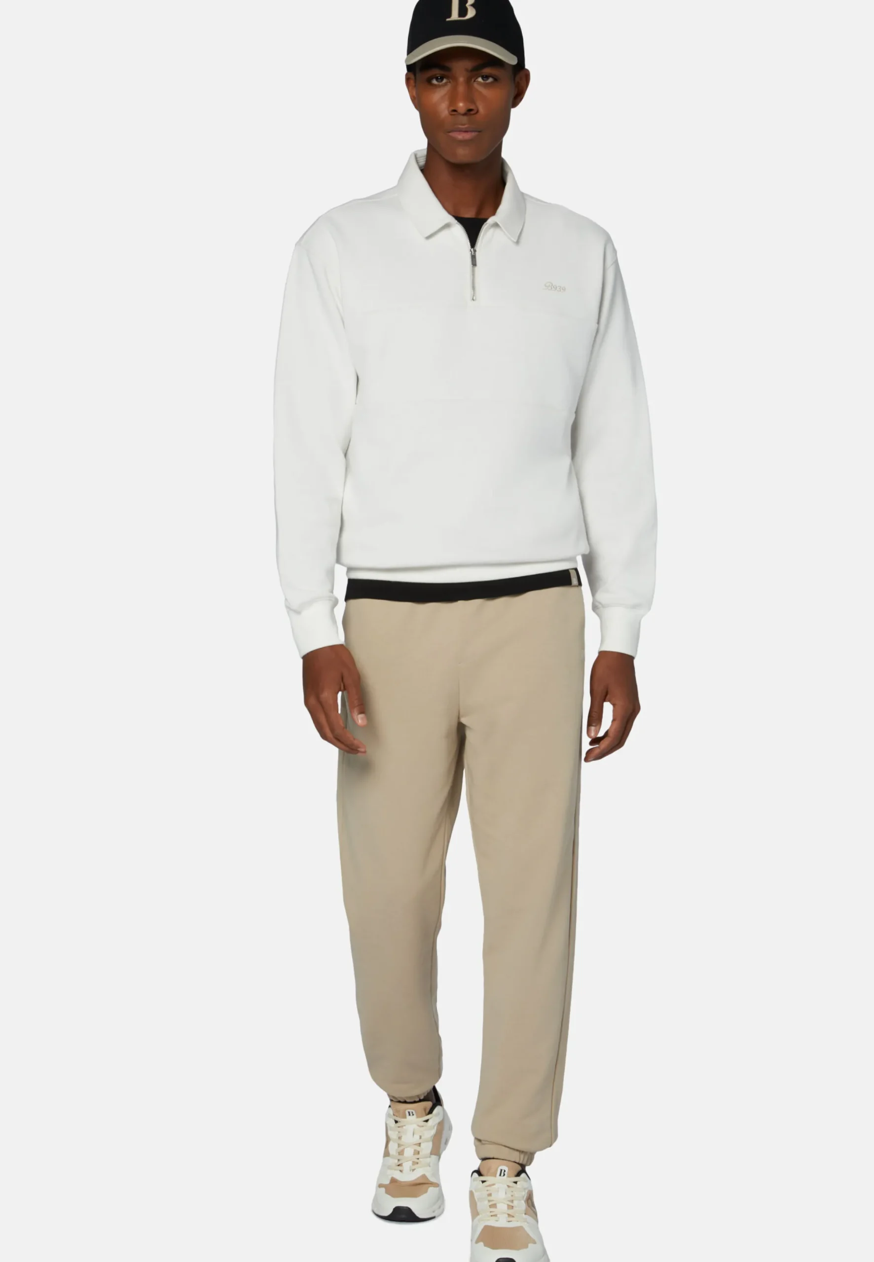 Felpa Mezza Zip In Misto Cotone Organico