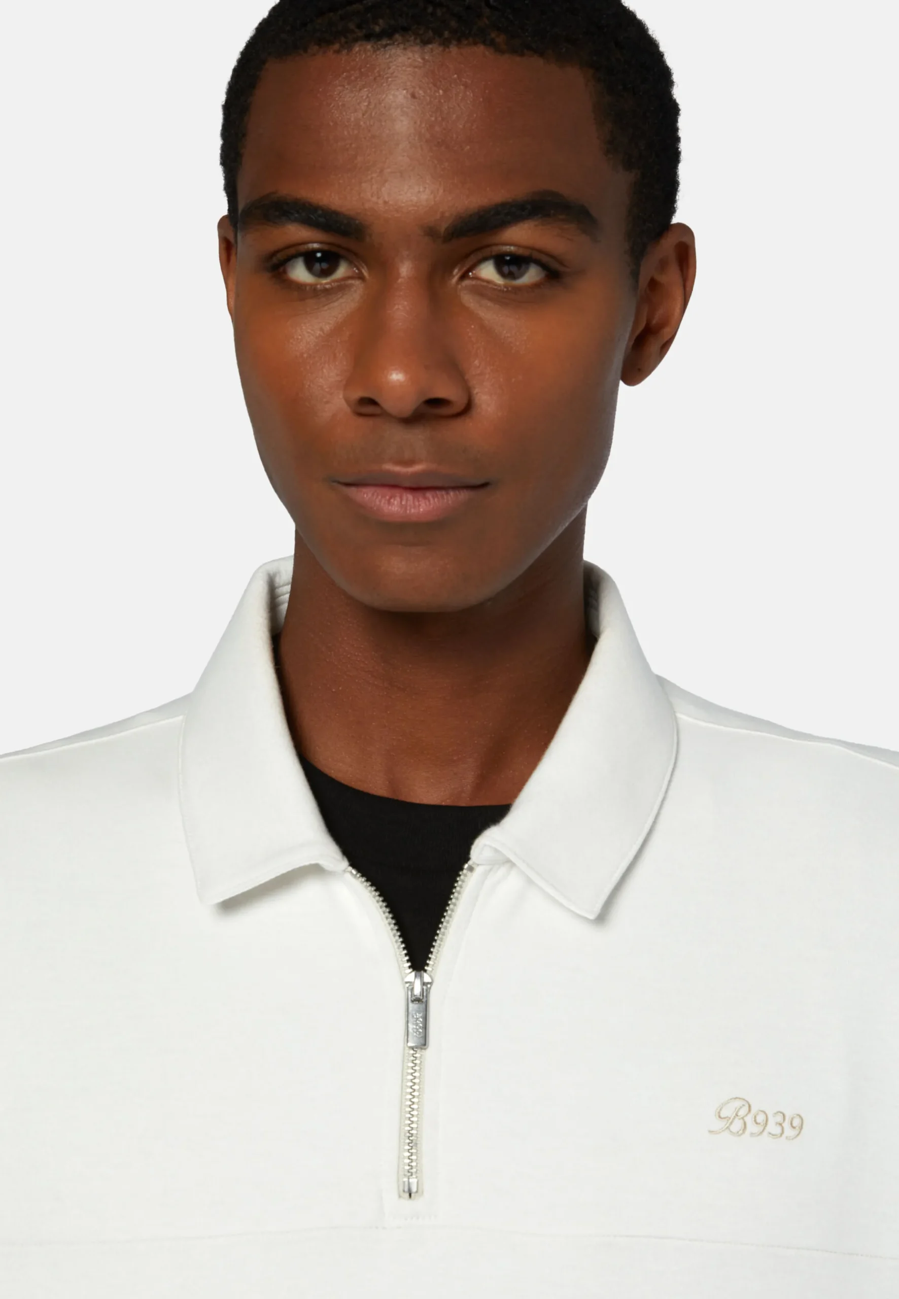 Felpa Mezza Zip In Misto Cotone Organico
