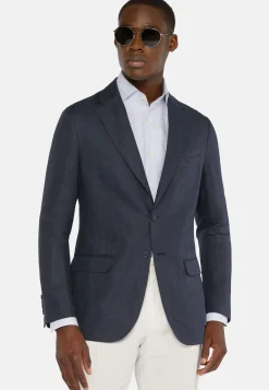 Giacca Blu In Puro Lino