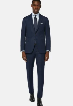 Giacca Bluette Occhio Di Pernice In Lana Super 110