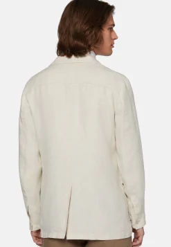 Giacca Crema Sahariana In Puro Lino