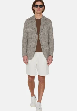Giacca Marrone Principe Di Galles In Jersey Cotone