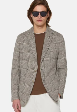 Giacca Marrone Principe Di Galles In Jersey Cotone