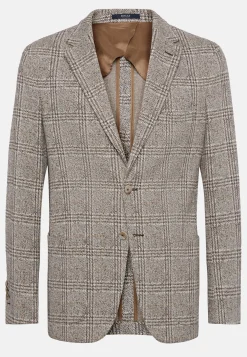 Giacca Marrone Principe Di Galles In Jersey Cotone