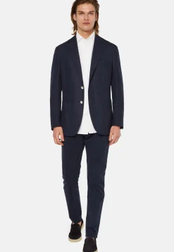 Giacca Navy Blu In Lino Lana Elasticizzata