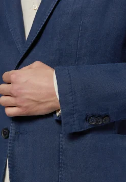 Giacca Navy Blu In Puro Lino