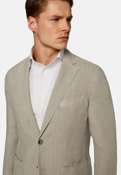 Giacca Navy Blu In Puro Lino