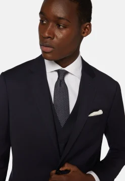 Giacca Navy In Saglia Di Lana Elasticizzata