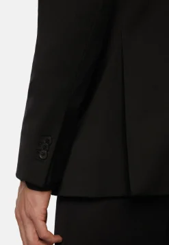 Giacca Navy In Saglia Di Lana Elasticizzata