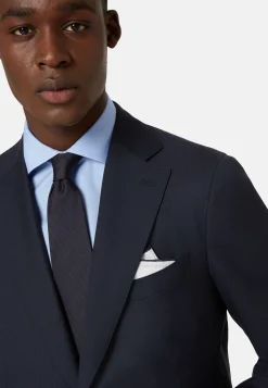 Giacca Navy Micro Struttura In Lana Intelata