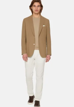 Giacca Tortora In Pura Lana Crepe