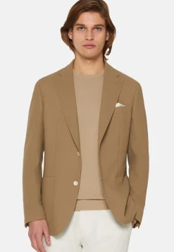 Giacca Tortora In Pura Lana Crepe
