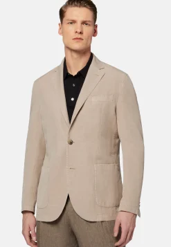 Giacca Tortora In Tencel Lino Cotone