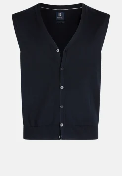 Gilet Di Maglia Navy In Cotone Pima