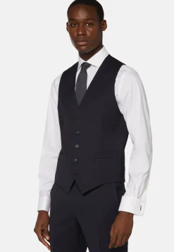 Gilet Navy In Saglia Di Lana Elasticizzata