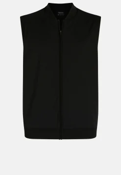 Gilet Nero In Maglia Riciclata E Jersey Tecnico