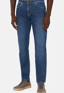 Jeans In Denim Elasticizzato Blu Scuro