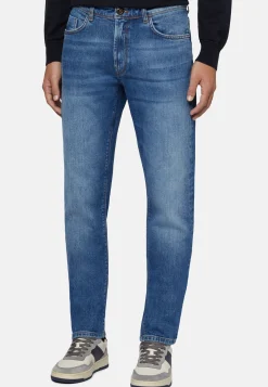 Jeans In Denim Elasticizzato Blu Medio