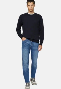 Jeans In Denim Elasticizzato Blu Medio
