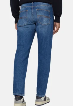 Jeans In Denim Elasticizzato Blu Medio