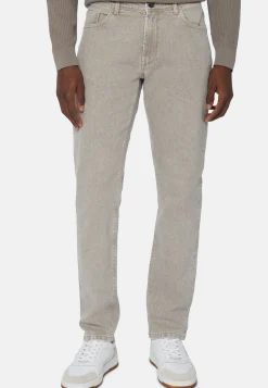 Jeans In Denim Elasticizzato Tortora