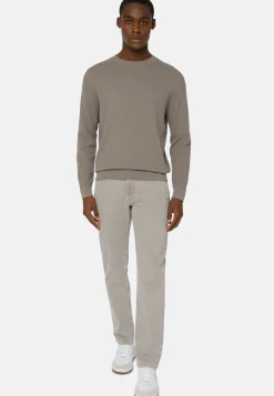 Jeans In Denim Elasticizzato Tortora