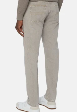 Jeans In Denim Elasticizzato Tortora