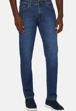 Jeans In Denim Elasticizzato Blu Medio