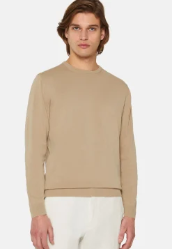 Maglia Girocollo Beige In Cotone Pima