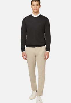 Maglia Girocollo Marrone In Cashmere Superfine