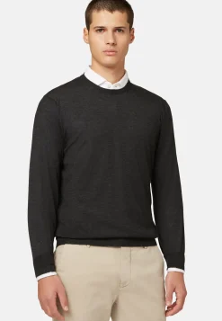 Maglia Girocollo Marrone In Cashmere Superfine