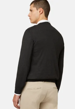 Maglia Girocollo Marrone In Cashmere Superfine