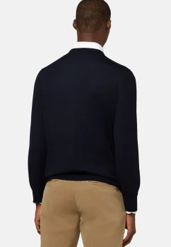 Maglia Girocollo Marrone In Cashmere Superfine