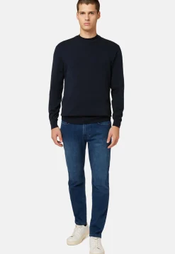 Maglia Girocollo Navy In Cotone Pima