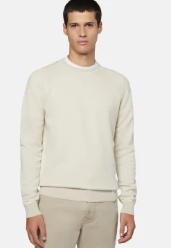 Maglia Girocollo Navy In Cotone Seta Cashmere