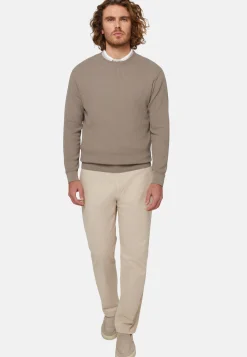 Maglia Girocollo Tortora In Cotone