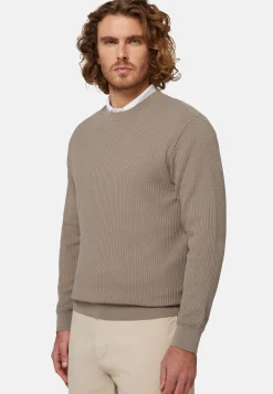 Maglia Girocollo Tortora In Cotone