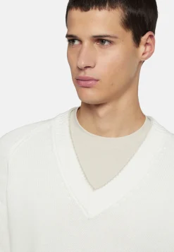 Maglia Scollo V Bianco In Cotone Organico